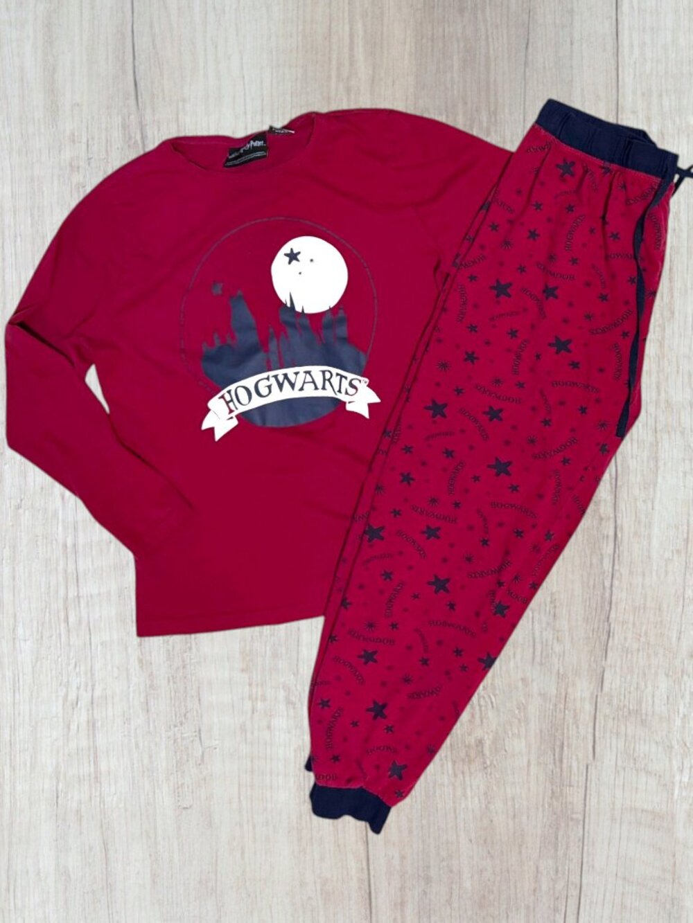Harry Potter Hogwarts Wizarding World Red Pajama Set Long Sleeve Pants L 12/14
